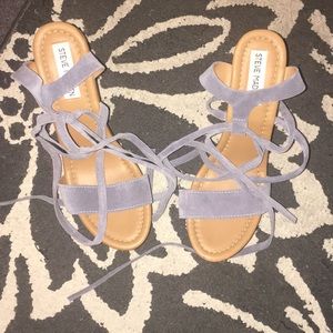 Baby blue lace up wedges from Steve Madden